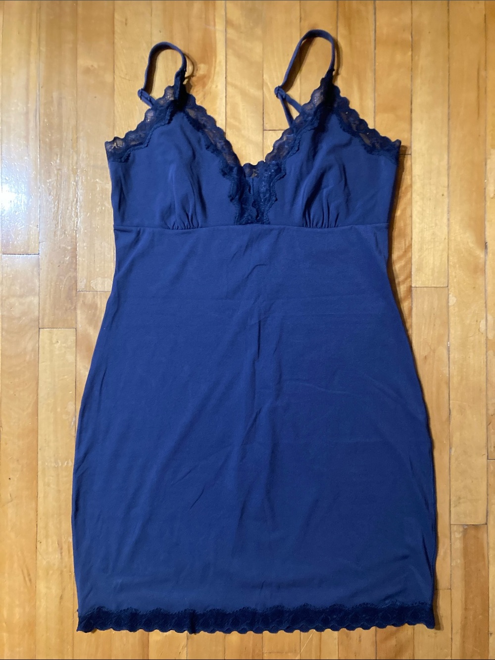 Navy Lace-Trim Slip Dress - Navy Chemise - Navy Nightgown
